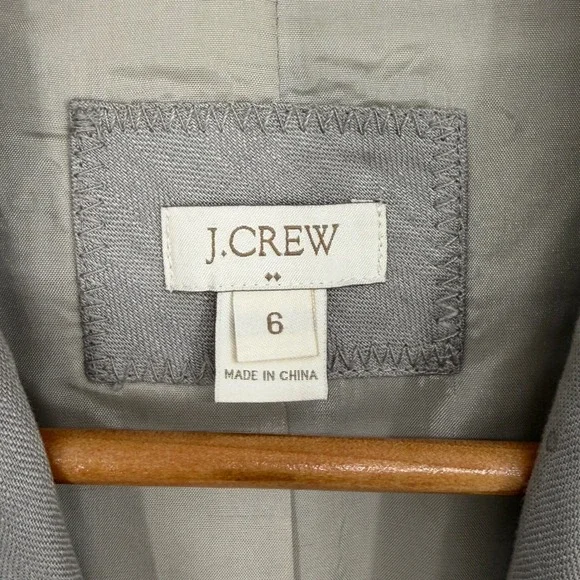 J. Crew Linen Blend Blazer Taupe Gray Single Breasted Womens Size 6 Work Classic